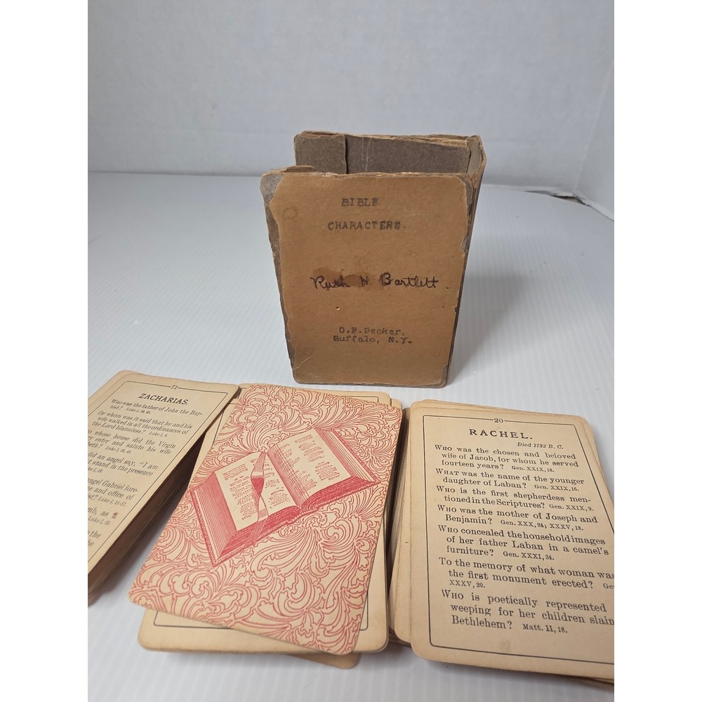O.F. Decker Bible Characters Flash Cards OS Tan Fair Antique Religious Game